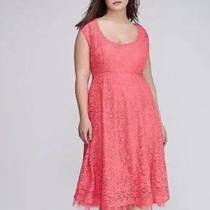 Lane Bryant Coral Pink Lace Tulle Skirt Plus sz 26/28
